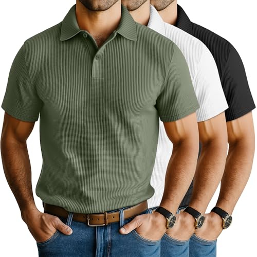 T-shirt Henley gaufré homme Neer anti-transpiration col V fendu sans serrer