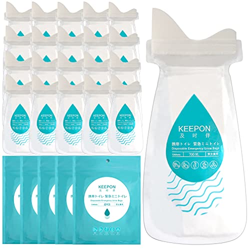 KEEPON Disposable Urine Bagsï¼ˆ20 Pack&20 Garbage Bagsï¼‰Unisex Urination Device Emergency Portable Famale Pee Bags Urinal Bags for Men Women Children car Travel Hiking Camping Driving Outdoor (Green-20)