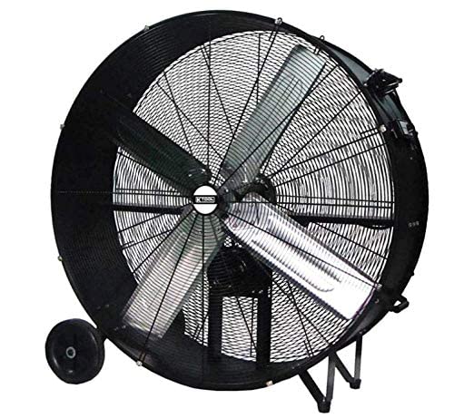K Tool International 77742; 42” Belt Drive Drum Fan; Industrial Fan, Garage, Shop, High Speed 2-Speed, Durable, Cut-Off Protection, Easy Mobility Rubber Wheels; 1 Year Warranty, 14,800 Max Cfm, Black #TOP15