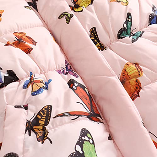 Baby Girls Winter Autumn Warm Butterfly Toddler Jacket Coat Soft Hooded Snowsuit with Pockets Hooded (Pink, 4-5 Years)3