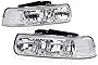 VIPMOTOZ Headlight Headlamp Assembly For 2000-2006 Chevy Tahoe Suburban & 1999-2002 Silverado 1500 2500 3500 - Metallic Chrome Housing, Driver and Passenger Side