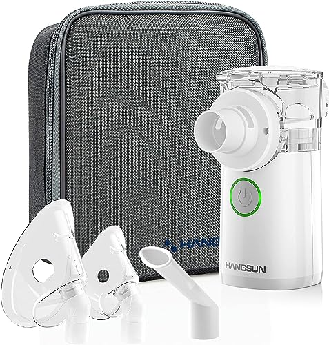 Hangsun Aerosol Portatile, Aerosol Ultrasuoni Silenzioso per Adulti e Bambini, Nebula Aerosol Mesh con Borsa di Stoccaggio, Supporta il Funzionamento a Batteria e USB,CN750(non ricaricabile)