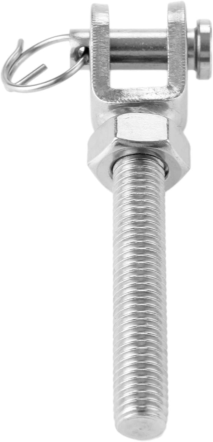 1 unidad de tensor tipo quijada de acero inoxidable 304 M10 para cables y cuerdas, con mordaza abierta y pasador de seguridad