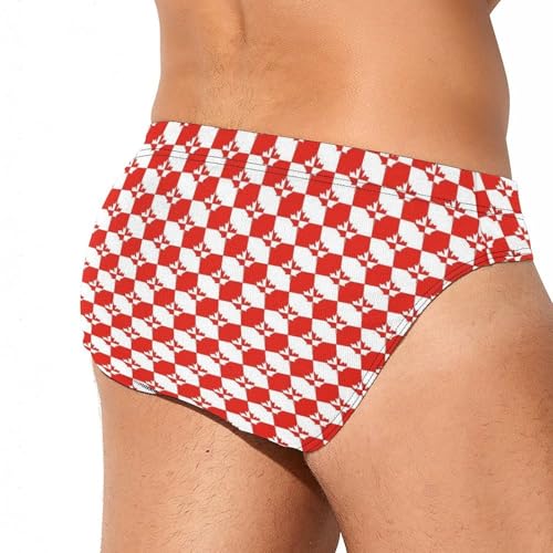 Maple Leaf Canada Flag Printed Swim Briefs for Men Sexy Bikini Swimwear Elastic Beach Trunks Bathing Suit4