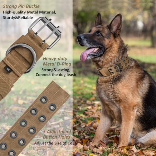 Taktisches Hundehalsband-Militärisches Hundehalsband verstellbares Nylon breit Trainings Halsband und strapazierfähige Metallschnalle Halsband für Mittlere Große Hunde