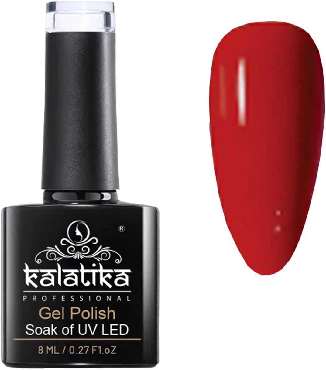 KALATIKA UV LED Soak Of Gel Nail Polish, Glossy Finish Gel Nail Polish, Nail Polish | 8 ML Gel Polish (Red-22)