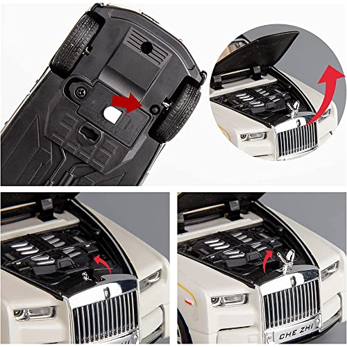 Image of 1:32 Diecast Metal Car Model Phantom Toy Cars For Kids Pull Back Openable Doors With Light Sound, Multicolor
