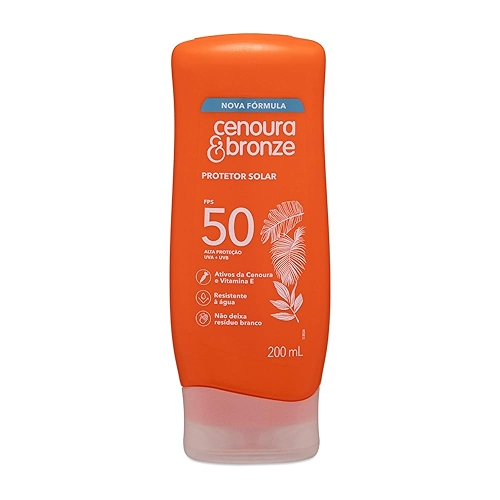Protetor Solar FPS 50 Cenoura & Bronze 200ml Protetor Solar FPS 50 Cenoura & Bronze 200ml