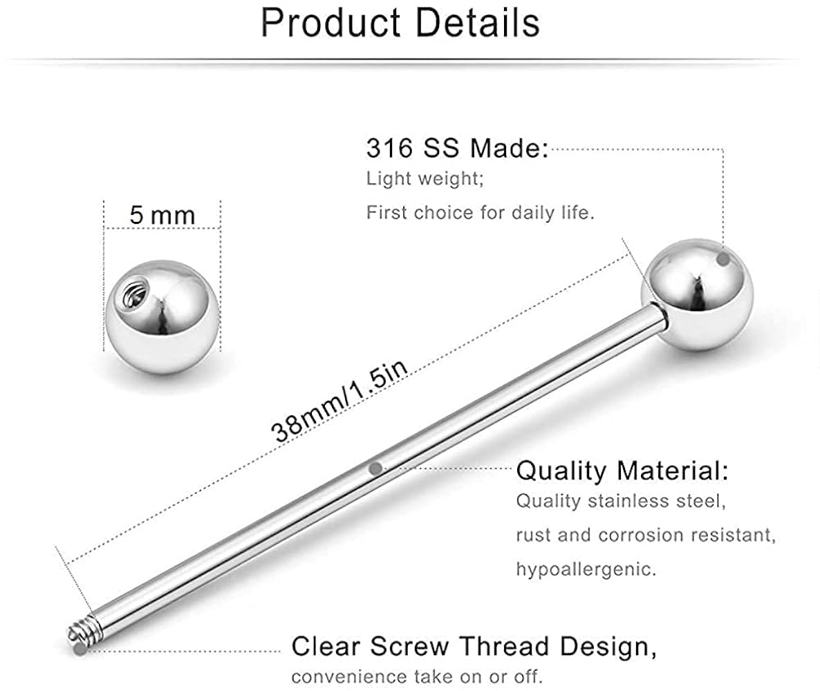 Piercing Industriali In Acciaio Inox 16G 35mm Con Design A Giglio - Per Cartilagine - Foto 8