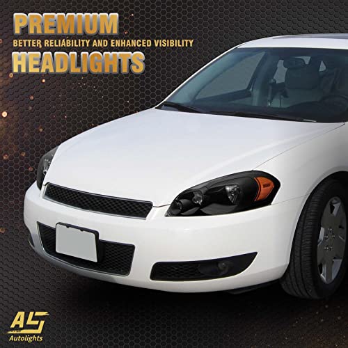 As Black Headlight Assembly Compatible With 2006 2007 2008 2009 2010 2011 2012 2013 Chevy Impala / 2006 2007 Chevy Monte Carlo Passenger & Driver Side Pair #TOP6