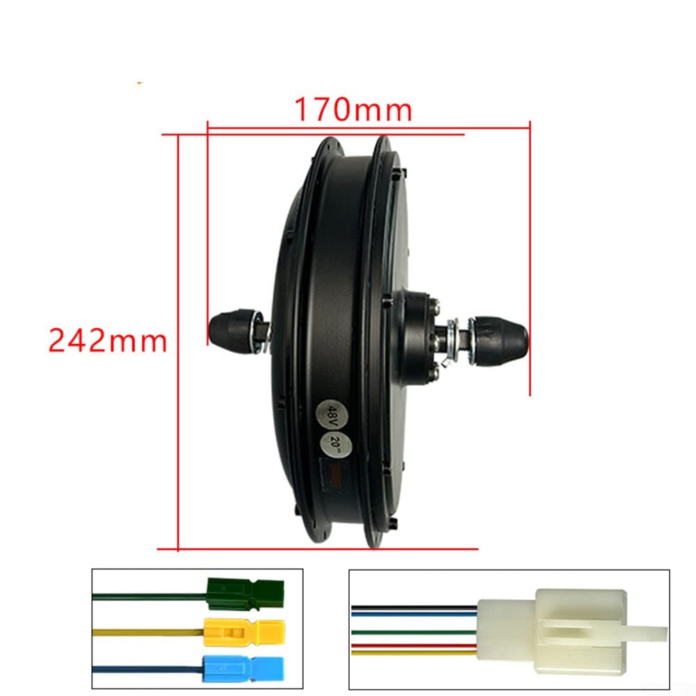 MXUS Lot de 2 moteurs de moyeu de vélo électrique sans engrenage 48 V 1000 W avant + arrière 50,8 à 71,1 cm