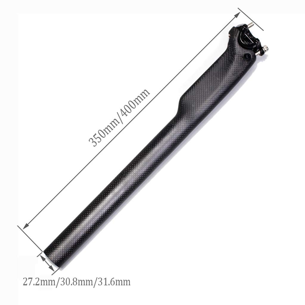 Tija Sillin Bicicleta Montaña 27.2 mm, 3K Fibra Carbono Ajustable Tija de Sillín Suspensión Trekking Unisex Adulto para MTB Road Bike BMX Componentes (Color : 3K, Size : 31.6/350mm)