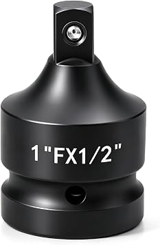 Impact Socket Adapter and Reducer 1 Inch Drive F to 1/2 Inch M, Chrome Molybdenum Steel Converter for Auto Construction