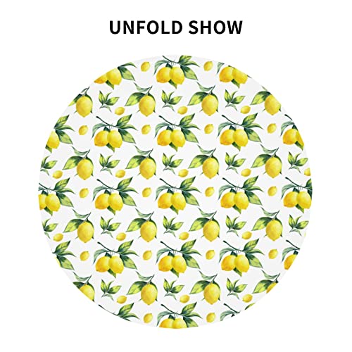 Lemon Round Tablecloth 60" Stain Wrinkle Free Washable Table Cloths For Spring Summer Decorative Gifts Kitchen Dining Party Wedding #TOP3