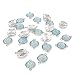Wholesale 24 PCS Cabochon Druzy Connector Faux Drusy Resin Iridescent with Double Bail Connector Round Charm Bulk for Jewelry Making (Aqua)