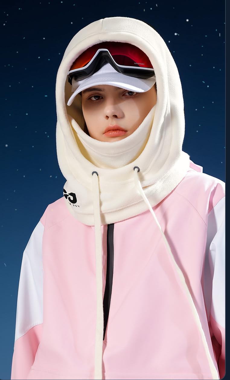 Gorro de Invierno, Gorros de Invierno for Hombre y Mujer, Gorro esquí Punto una Pieza con Forro Polar(Beige)