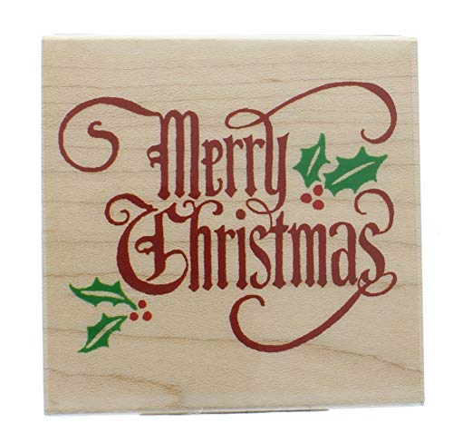 Sello de goma montado en madera MERRY CHRISTMAS InkaDinkaDo