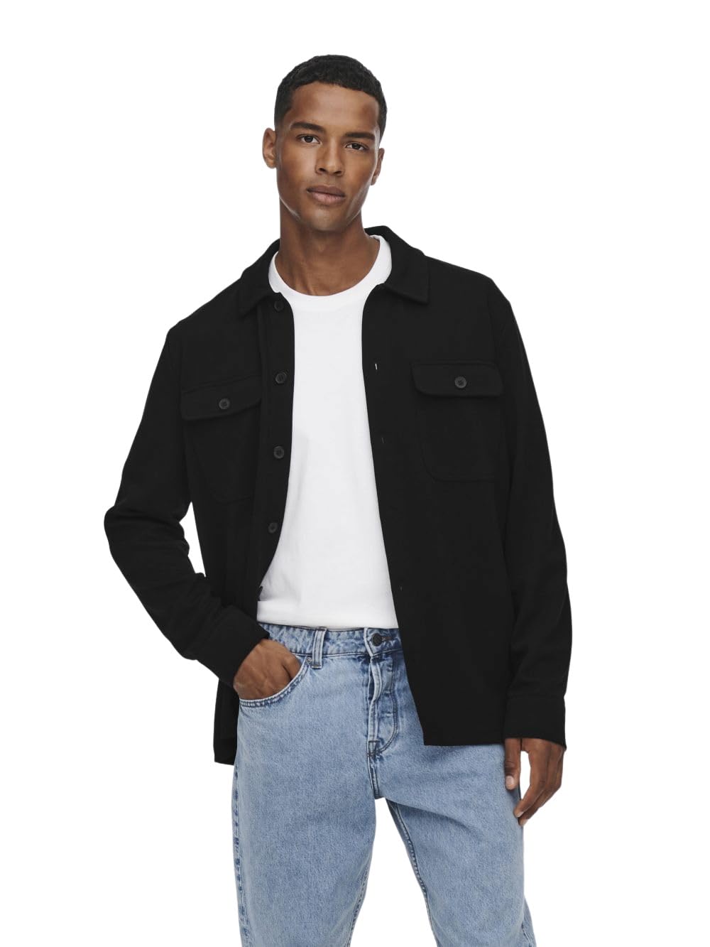 ONLY & SONS Mens Onsnewkodyl Overshirt Sweat Noos Shirt, Black, XXL UK