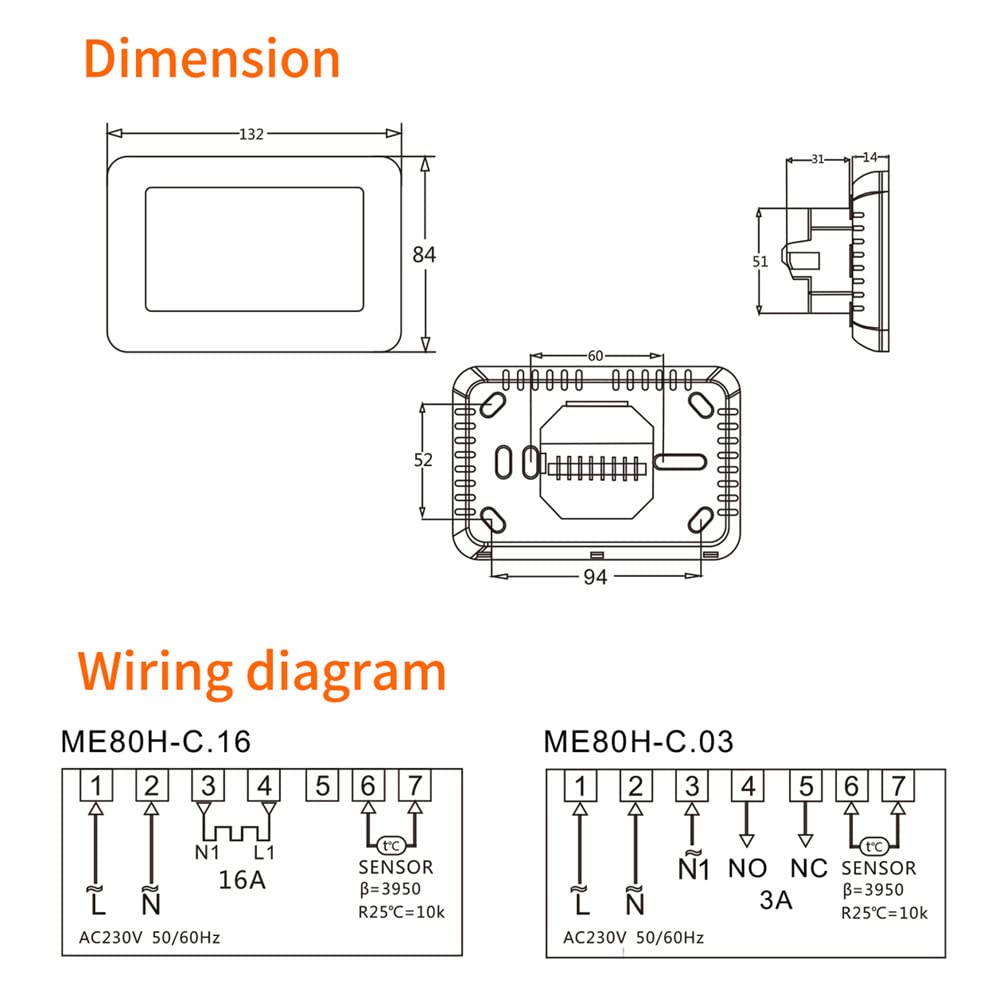 Aoresac Smart Thermostat Temperaturregler, Elektroheizung LCD Display Touchscreen Wochenprogrammierbare Elektrische Fußbodenheizungs Thermostate für Haus Schule Büro Hotel