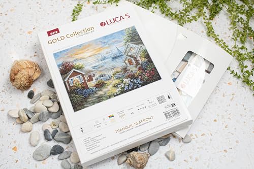 Image of Luca-S Cross Stitch Kit Tranquil Seafront, Counted Cross Stitch Kit for Adults, Embroidery Kit, B619
