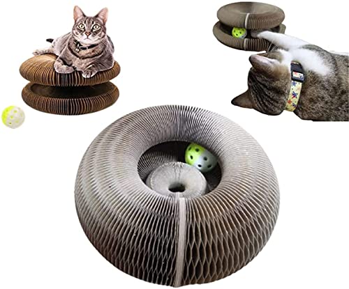 Tablero rascador Magic Organ Cat: viene con una pelota de campana de juguete Plegable Conveniente rascador para gatos Ligero y duradero 2 en 1 para moler garras y jugar