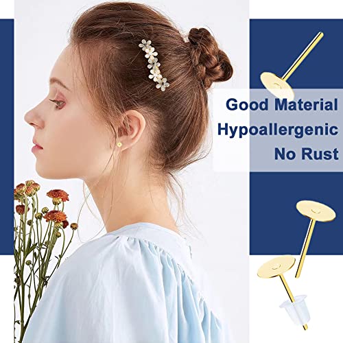 Fancy Nova Earring Posts Stainless Steel Hypoallergenic, 420Pcs 4Mm/6Mm Steel Flat Pad Earring Studs, Butterfly And Clear Rubber Earring Backs For Jewelry Making Diy (Silver) (Gold) #TOP1