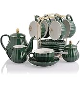 Sweejar British Royal Porcelain Tea Set, 8oz Cups & Saucer for 6 Guests, Teapot Included