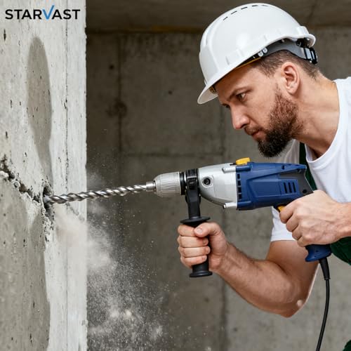 STARVAST 12tlg. SDS Plus Bohrer Set für Stahlbeton - 4-Schneiden Hammerbohrer Set (6/8/10/12/14 x 210 mm) Profi Steinbohrer Set für Mauerwerk, Naturstein & Beton - kompatibel mit Bosch, Hilti, Metabo