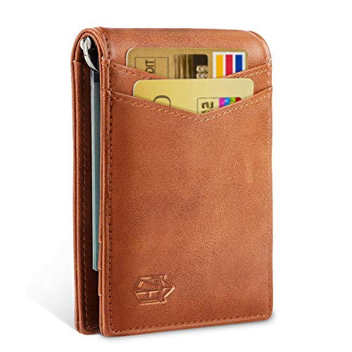 Zitahli Minimalist Slim Bifold Front Pocket Wallet with Upgraded Money Clip for Men, RFID Blocking & Unique Quick-access Pull Tab Design with 1 ID Window