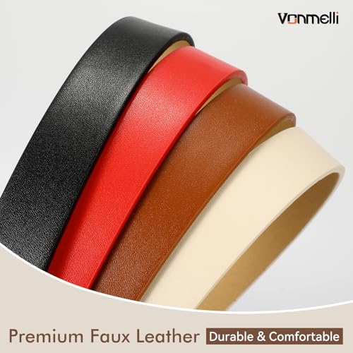 Image of VONMELLI 4 Pack Womens Thin Leather Belt Skinny Waist Belts for Women Fashion Jeans Dress with Gold Buckle