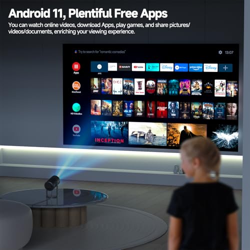 Mini Projetor Portatil 4K 1080P Full HD, 5G Wifi 6 BT 5.0 Android 11, LED Projector 10000 Lumens Aut