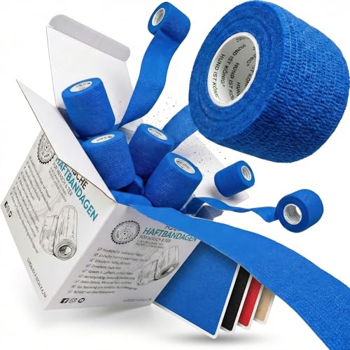 HUND IST KÖNIG selbstklebender Verband, elastische Binde 12x4,7m selbsthaftende Bandage, Haftbandage selbstklebend für Mensch & Tier, Fixierbinde - selbsthaftender Verband selbstklebend, Bandagen