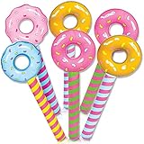 ArtCreativity Donut Lollipop Inflates, Set of 12 Inflatable Donut Lollipops with 4 Designs, Decorations for Themed parties, Swimming Pool Party Essentials, Birthday Party Props, 32.5 Inches