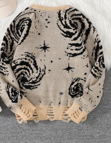 Men's Casual Pullover - Street Ripped Abstract Starry Sky Pattern Round Neck Knitted Sweater2