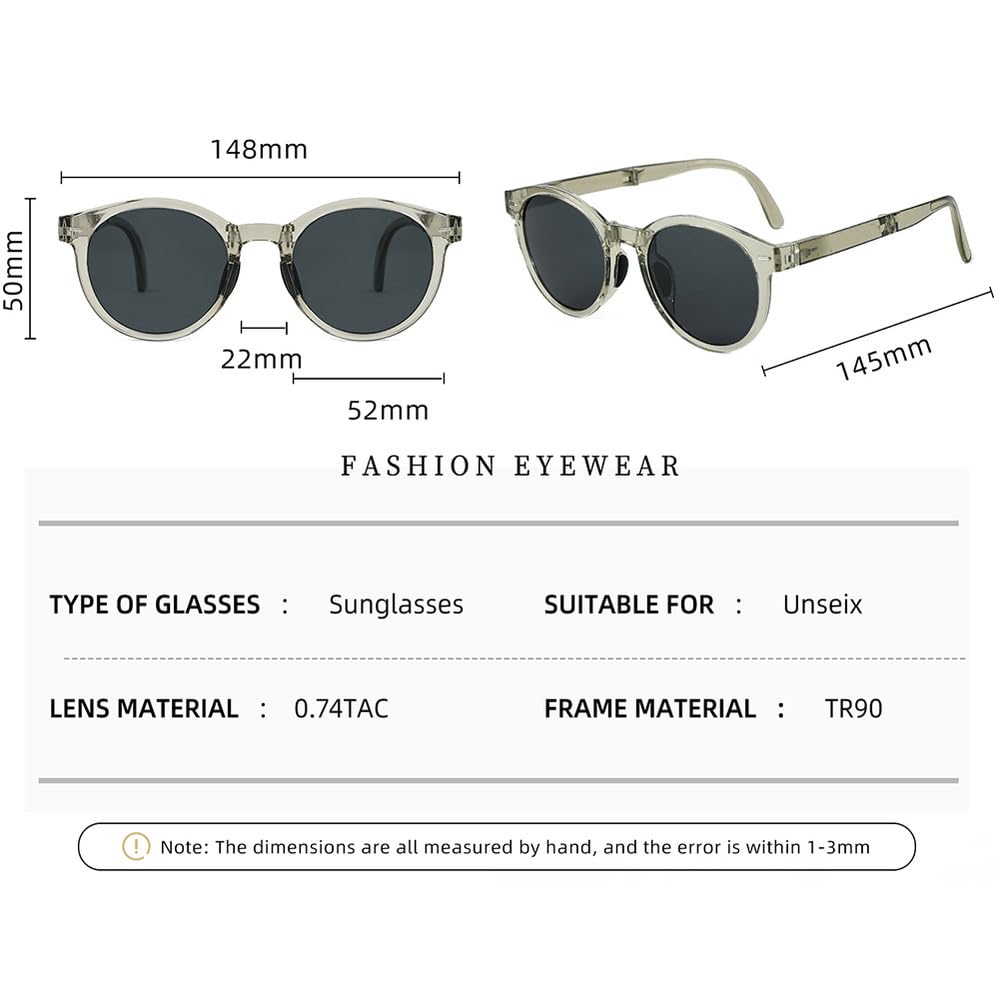 składane okulary przeciwsłoneczne retro damskie okrągłe okulary przeciwsłoneczne spolaryzowane męskie uv400 szare brązowe unisex akcesoria męskie