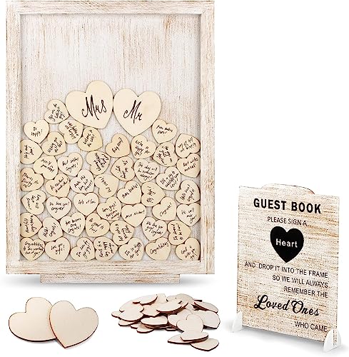 GLM Premium Wedding Guest Book Alternative with Welcome Sign and 85 Hearts