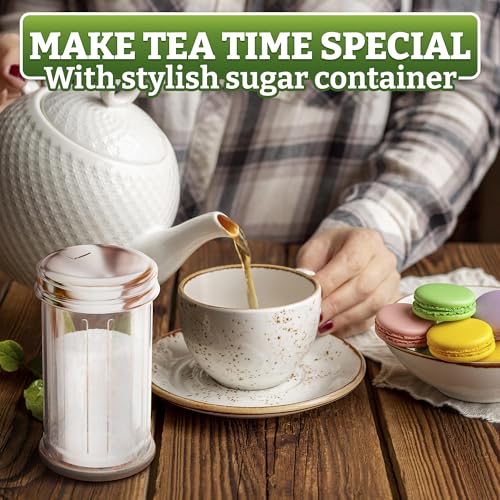 12 Oz Sugar Container for Coffee Bar – Clear Glass Sugar Dispenser with Pour Spout & Stainless Steel Flip Lid – Durable Retro Salt & Seasoning Shaker Jar for Home Kitchen, Restaurant, Cafe & Diner by ALPENKOK - Image 5