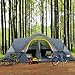 UNP Camping Tent 10-Person-Family Tents, Parties, Music Festival Tent, Big, Easy Up, 5 Large Mesh Windows, Double Layer, 2 Room, Waterproof, Weather Resistant, 18ft x 9ft x78in (Gray)