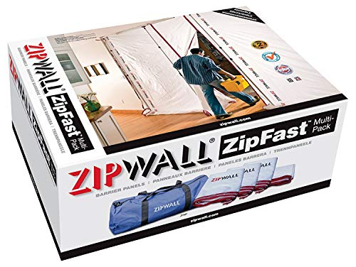 Zipwall ZFMP-PK4 Multi Pack ZipFast Reusable Panels for Dust Barriers (4-Pack) Reuseable Barrier, 4 Pack