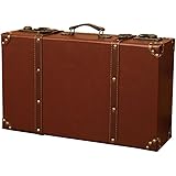 Rosoy トランクケース アンティーク ヴィンテージスーツケースの撮影の小道具ホームストレージボックス木製荷物レトロウィンドウ装飾家具スーツケース 家の装飾に適しています、ヴィンテージスーツケース (【S】44*12*11.2cm)