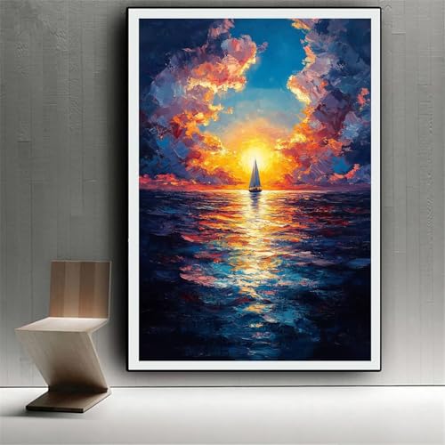 Peinture Diamant Complet Kits 5D Broderie Diamant Point de Croix Océan 70x90cm