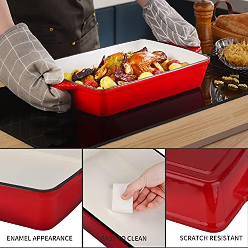 Velaze Baking Dish,Deep Lasagne Dish,33×23×6.5CM,3.5L Stoneware Rectangular Oven Dish,for Cooking, Kitchen, Baking