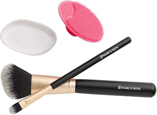 Kit Top Beauty,1 Pincel para blush, 1 Pincel para sombra, 1 Esponja de silicone, 1 Limpador de pincéis, 1555, Marco Boni, 4 Itens