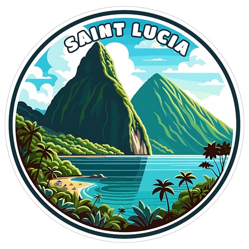 Saint Lucia Sticker 4 Inch City Travel Souvenir Destination - Waterproof Vinyl Decal for Laptop Water Bottle Car Tumbler - Durable Aesthetic Long-Lasting Stickers for Adults ID44990