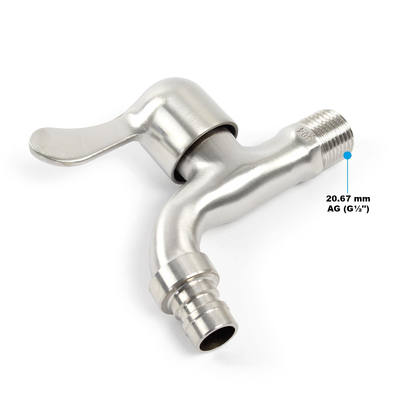 Naturewater Columna de agua 95,5cm redonda de jardín acero inoxidable grifo resistente a las heladas