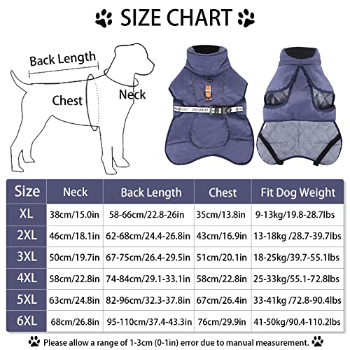 Tonyfy Dog Winter Coat, Thick Warm Cozy Dog Jacket Vest For Medium Large Dogs, Adjustable Turtleneck Reflective Pet Padded Cotton Clothes Windproof Knight Style Cold Weather Apparel (Navy Blue-Xl) #TOP1