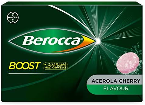 Berocca Boost Effervescent Tablets with Guarana, Caffeine and Vitamin B12, Also Contains Vitamin C and Magnesium, 1 Pack of 20 - 3 Weeks Supply