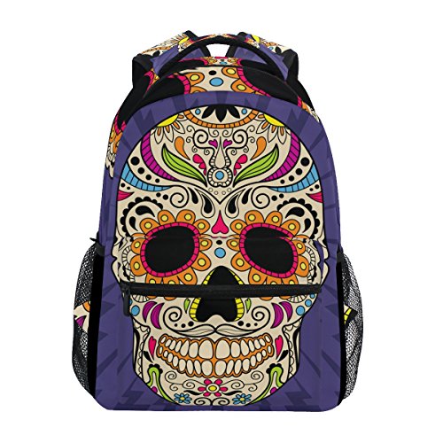 TIZORAX Mochila de calavera mexicana para la escuela  de senderismo  de viaje