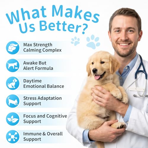 Image of Calming Chews for Dogs - Advanced Calming Treats for Dogs Anxiety, Stress, Separation, & Thunder, Relaxation with Ashwagandha & L-Theanine, Non-Drowsy Alternative to Melatonin, Chicken Flavor, 90Ct