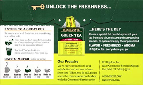 Bigelow Green Tea With Pomegranate, Caffeinated, 20 Count (Pack Of 6), 120 Total Tea Bags #TOP2